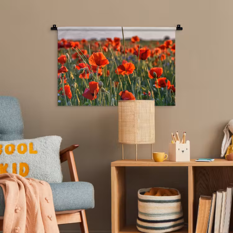 Bloemen - Klaprozen - Natuur - Rood Wandkleed katoen klein -wsfeer4_kind
