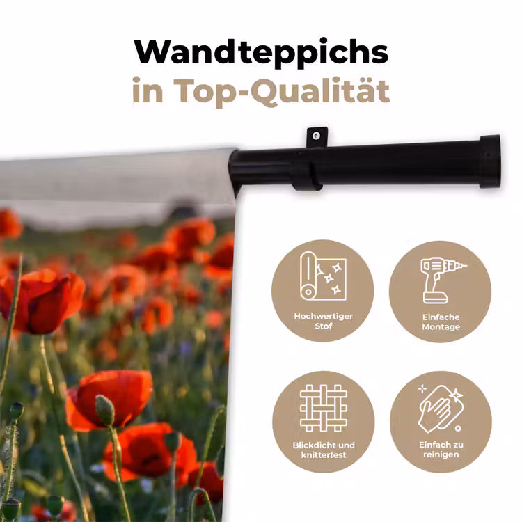 Bloemen - Klaprozen - Natuur - Rood Wandkleed katoen klein -tsfeer2_DE