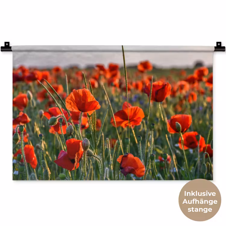 Bloemen - Klaprozen - Natuur - Rood Wandkleed katoen klein -t3d_DE