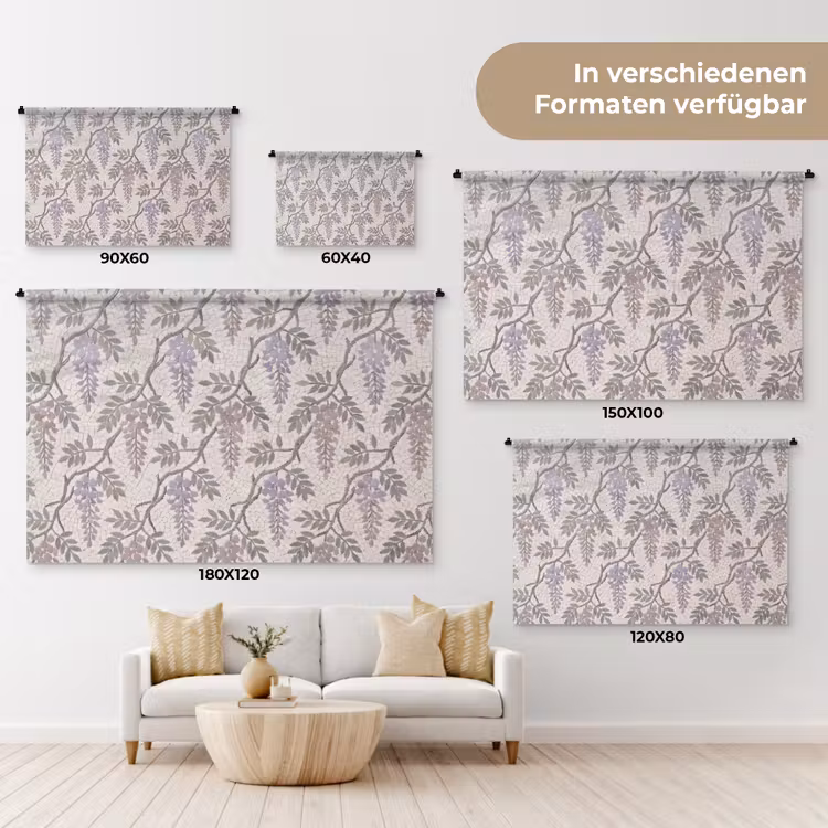 Bloemen - Mozaïek - Natuur - Patroon - Paars Wandkleed katoen klein -tsfeer8_DE