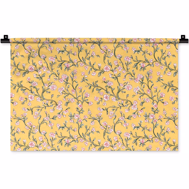 Bloemen - Motief - Geel Wandkleed katoen klein 269 -zz3d