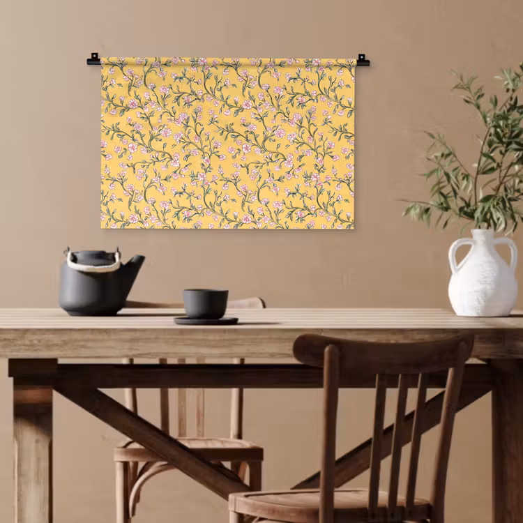 Bloemen - Motief - Geel Wandkleed katoen klein 269 -sfeer6