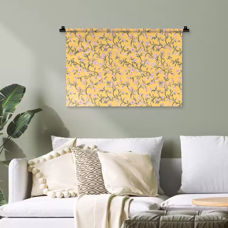 Bloemen - Motief - Geel Wandkleed katoen klein 269 -sfeer7