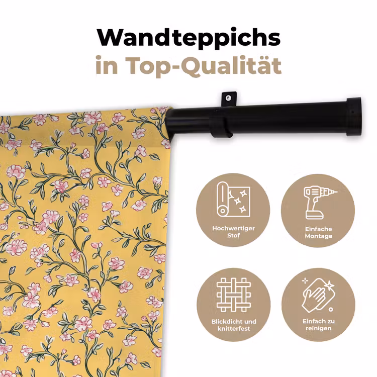 Bloemen - Motief - Geel Wandkleed katoen klein 269 -tsfeer2_DE