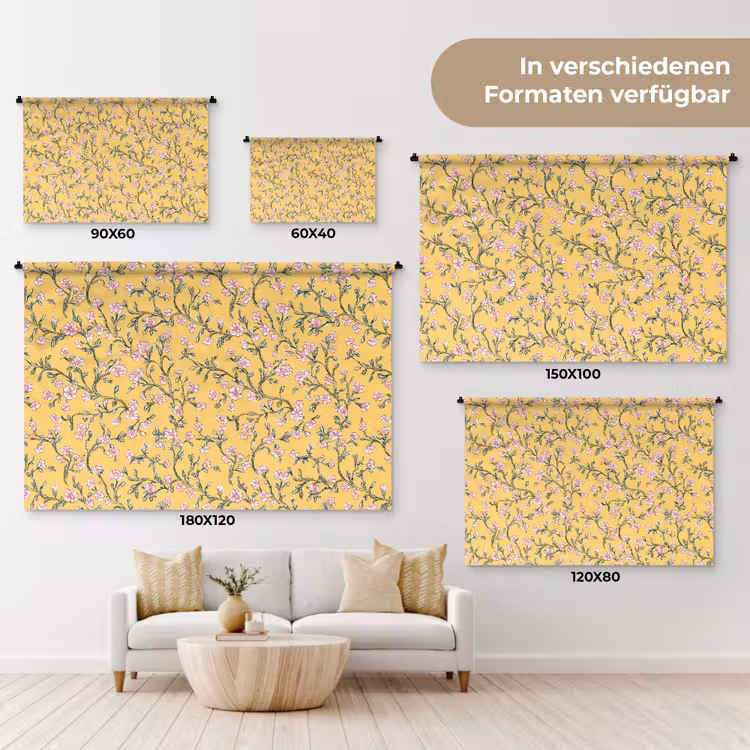 Bloemen - Motief - Geel Wandkleed katoen klein 269 -tsfeer8_DE