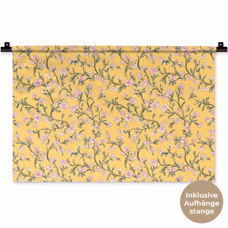 Bloemen - Motief - Geel Wandkleed katoen klein 269 -t3d_DE