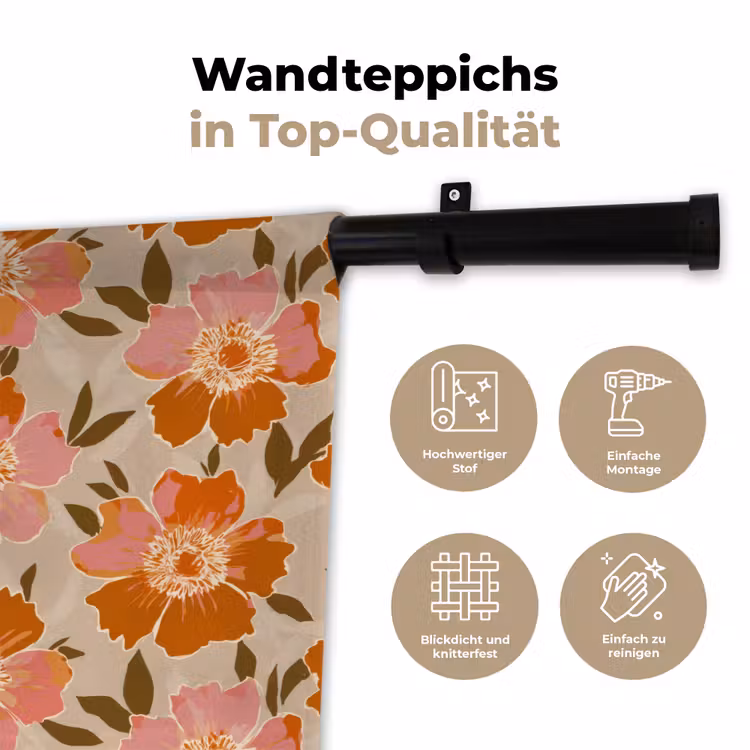 Bloemen - Motief - Retro Wandkleed katoen klein 269 -tsfeer2_DE
