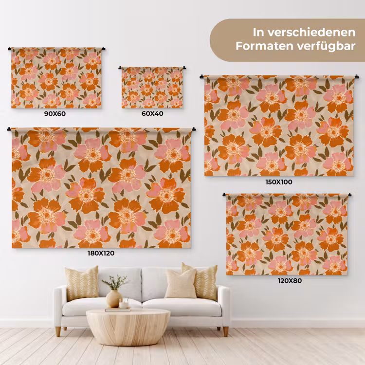 Bloemen - Motief - Retro Wandkleed katoen klein 269 -tsfeer8_DE