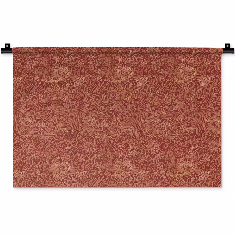 Bloemen - Motief - Rood Wandkleed katoen klein 269 -zz3d