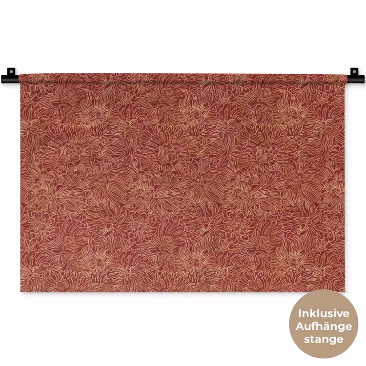 Bloemen - Motief - Rood Wandkleed katoen klein 269 -t3d_DE