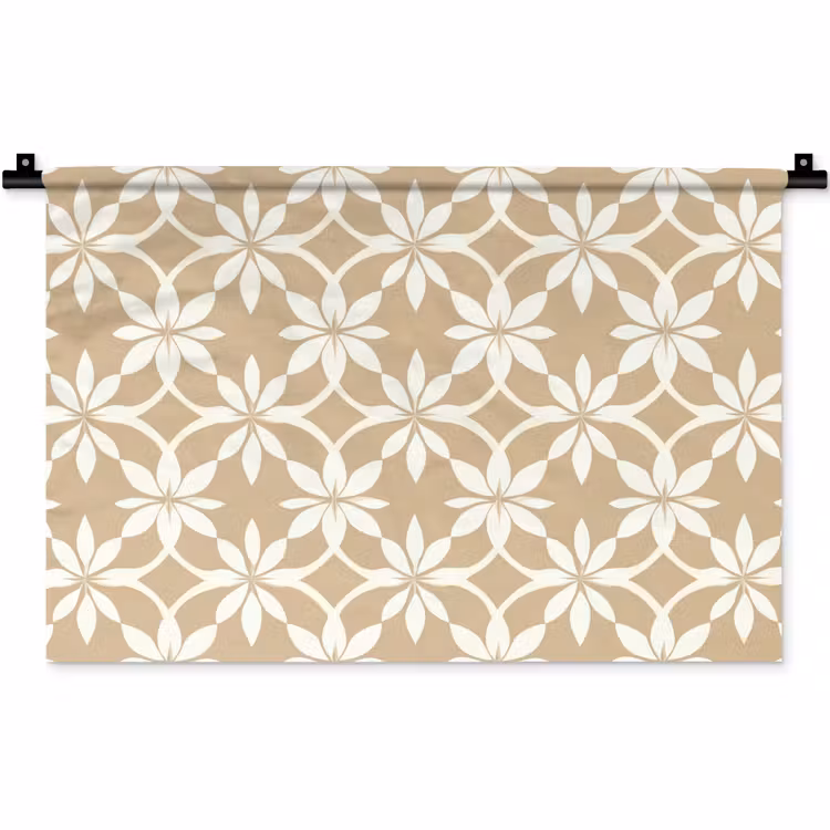 Bloemen - Patroon - Beige Wandkleed katoen klein 269 -zz3d