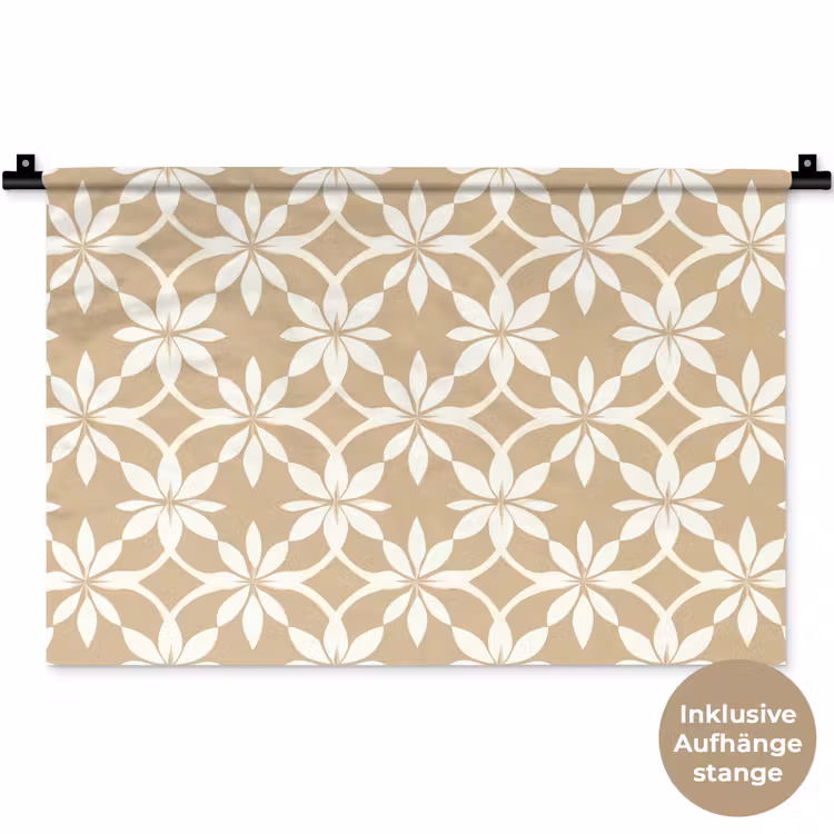 Bloemen - Patroon - Beige Wandkleed katoen klein 269 -t3d_DE
