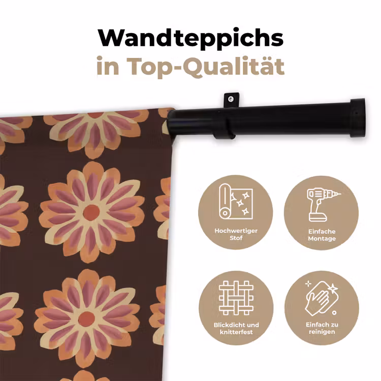 Bloemen - Patroon - Bruin Wandkleed katoen klein 269 -tsfeer2_DE