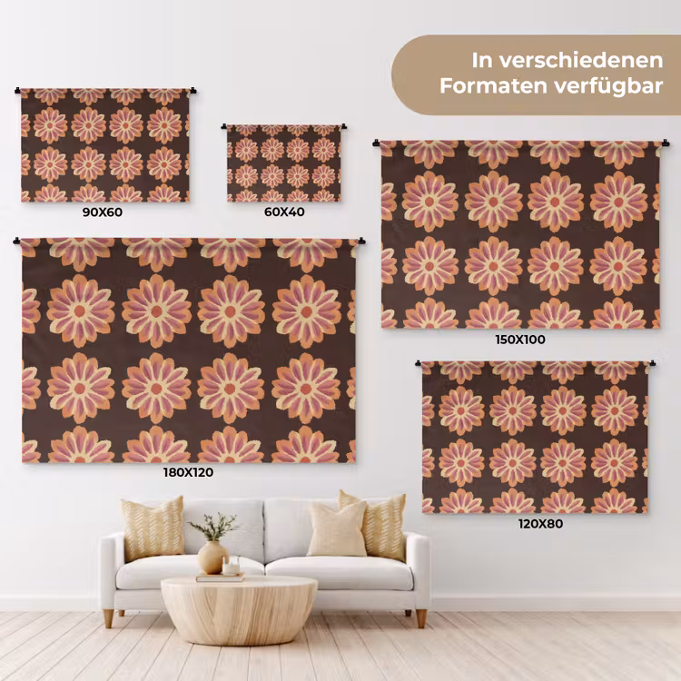 Bloemen - Patroon - Bruin Wandkleed katoen klein 269 -tsfeer8_DE