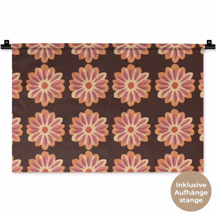 Bloemen - Patroon - Bruin Wandkleed katoen klein 269 -t3d_DE