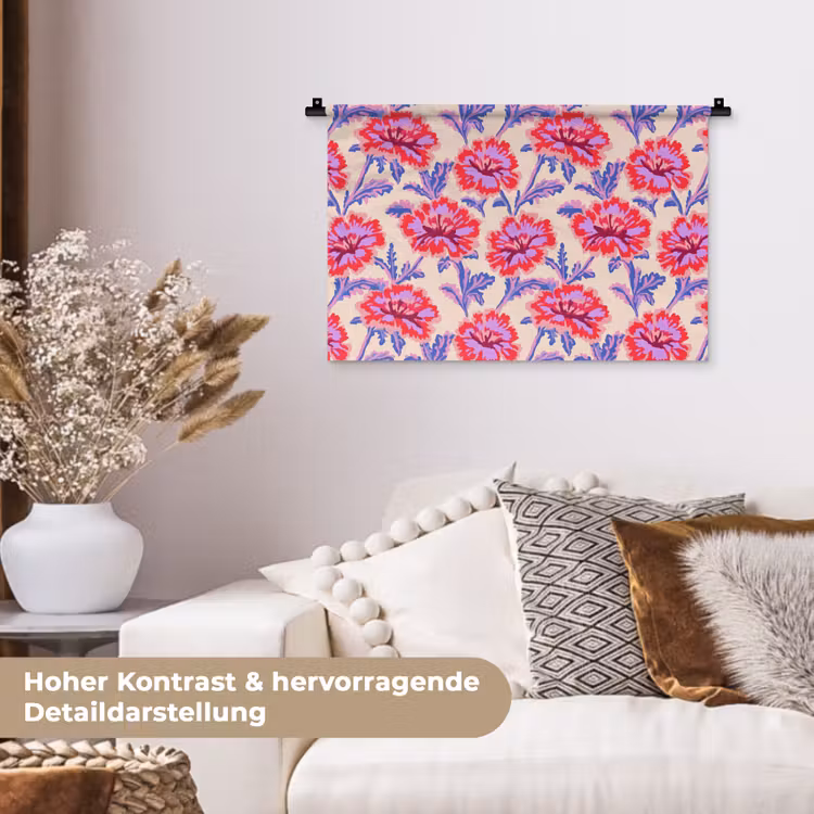 Bloemen - Patroon - Meerkleurig Wandkleed katoen klein 269 -tsfeer1_DE
