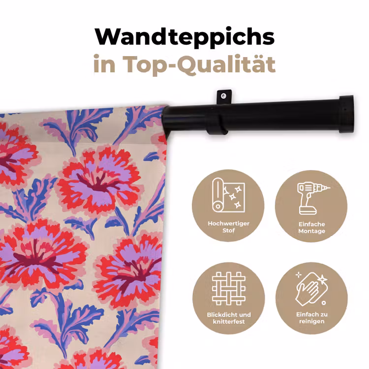 Bloemen - Patroon - Meerkleurig Wandkleed katoen klein 269 -tsfeer2_DE
