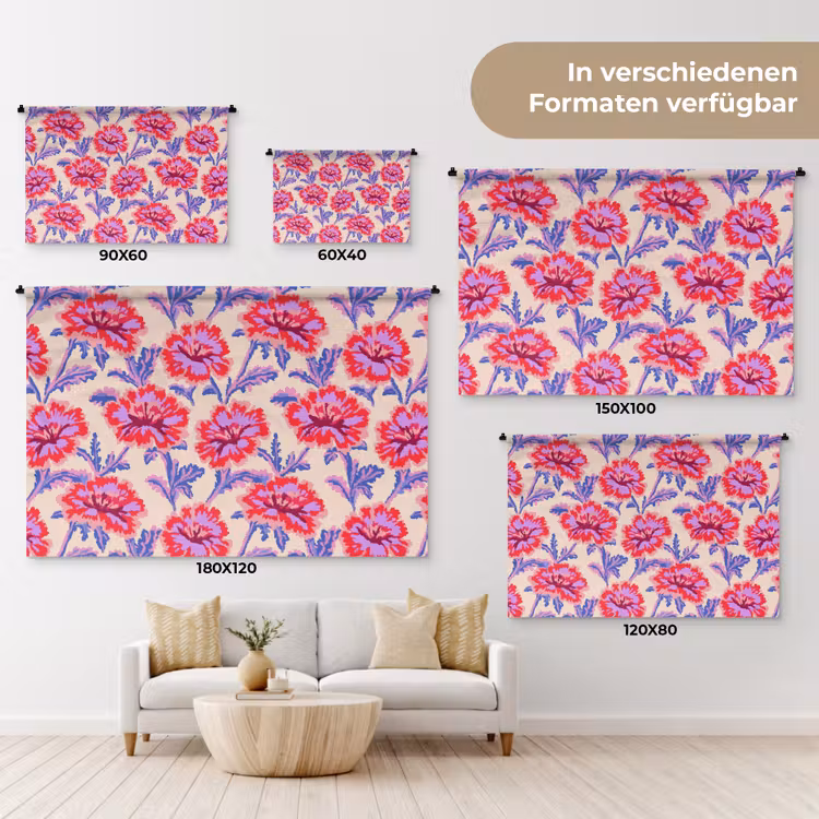 Bloemen - Patroon - Meerkleurig Wandkleed katoen klein 269 -tsfeer8_DE