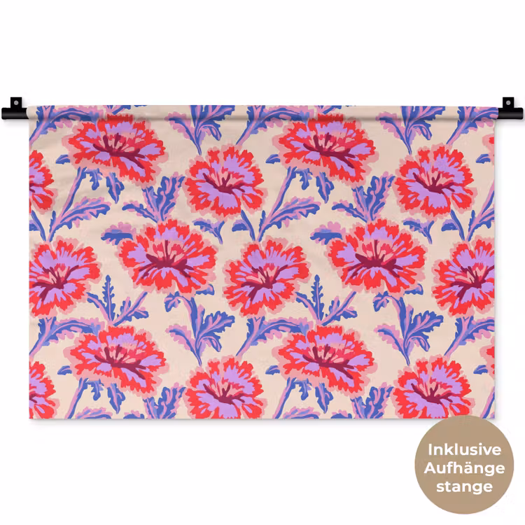 Bloemen - Patroon - Meerkleurig Wandkleed katoen klein 269 -t3d_DE