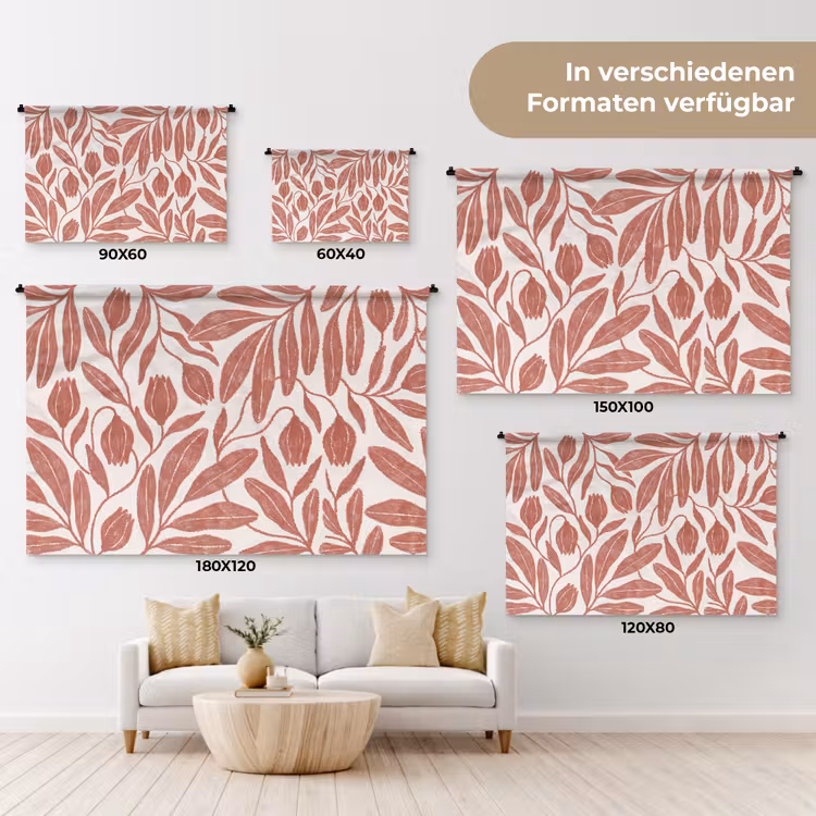 Bloemen - Patroon - Modern - Natuur - Bruin Wandkleed katoen klein -tsfeer8_DE