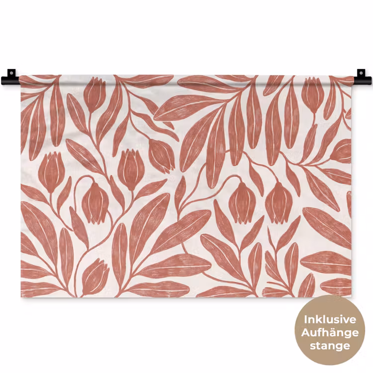 Bloemen - Patroon - Modern - Natuur - Bruin Wandkleed katoen klein -t3d_DE