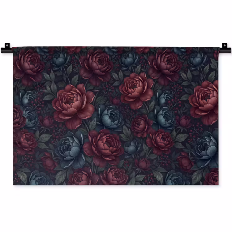 Bloemen - Patroon - Natuur - Klassiek - Donker Wandkleed katoen klein -zz3d
