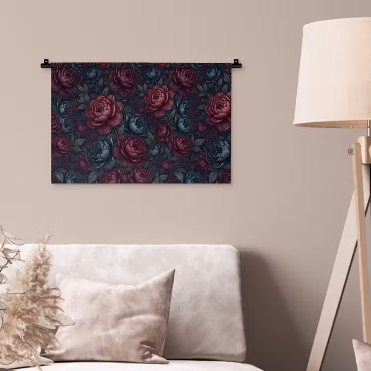 Bloemen - Patroon - Natuur - Klassiek - Donker Wandkleed katoen klein -sfeer4