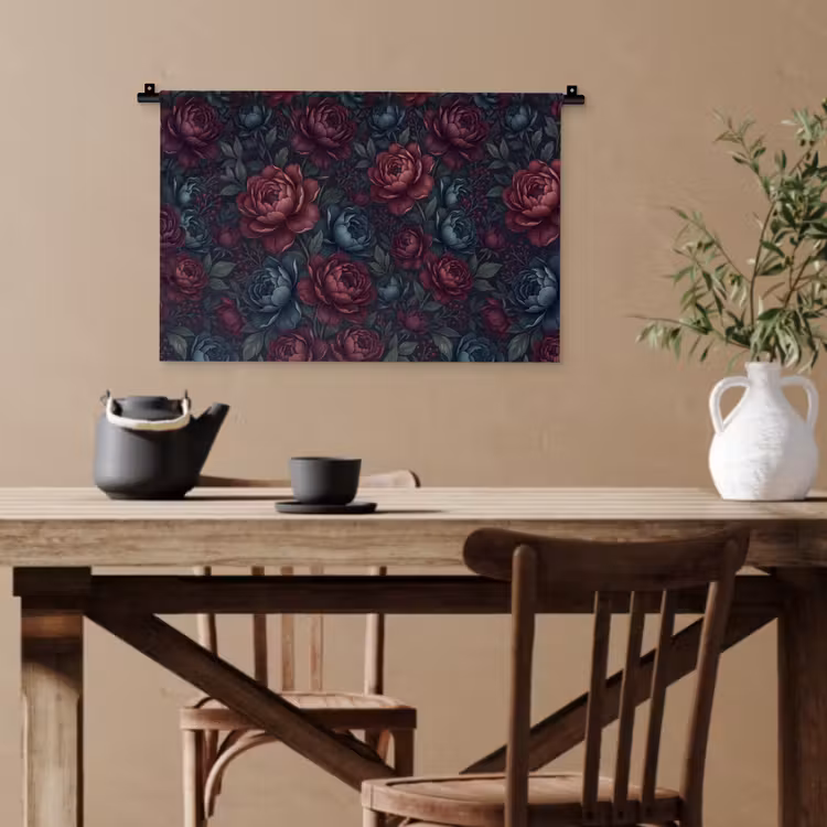 Bloemen - Patroon - Natuur - Klassiek - Donker Wandkleed katoen klein -sfeer6