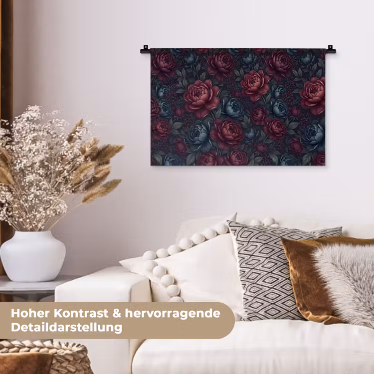 Bloemen - Patroon - Natuur - Klassiek - Donker Wandkleed katoen klein -tsfeer1_DE