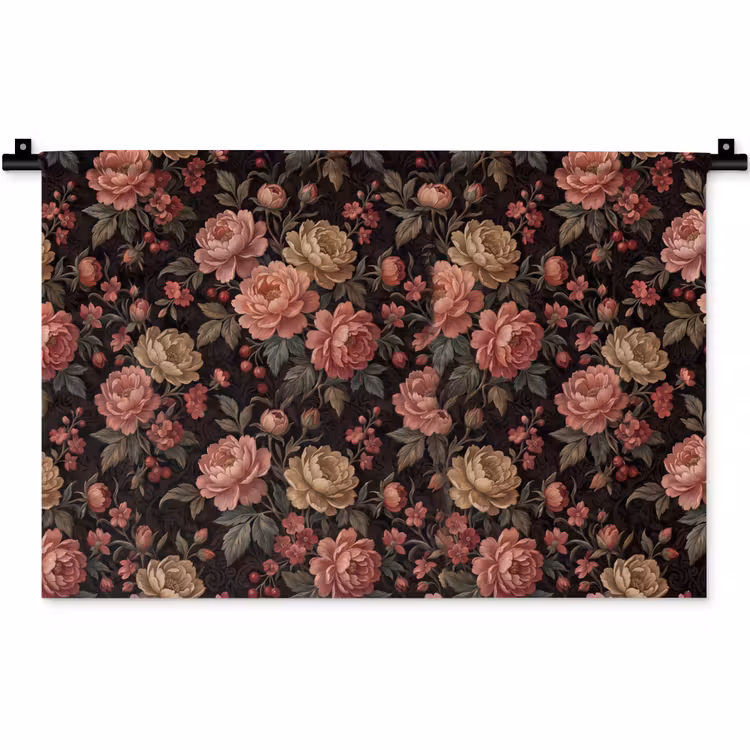 Bloemen - Patroon - Natuur - Vintage - Roze Wandkleed katoen klein -zz3d