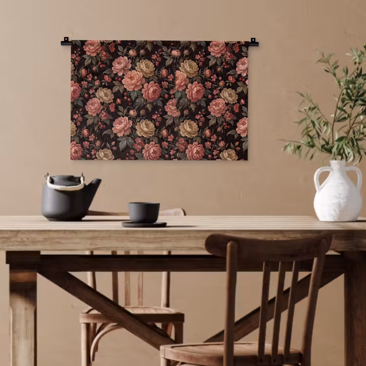 Bloemen - Patroon - Natuur - Vintage - Roze Wandkleed katoen klein -sfeer6