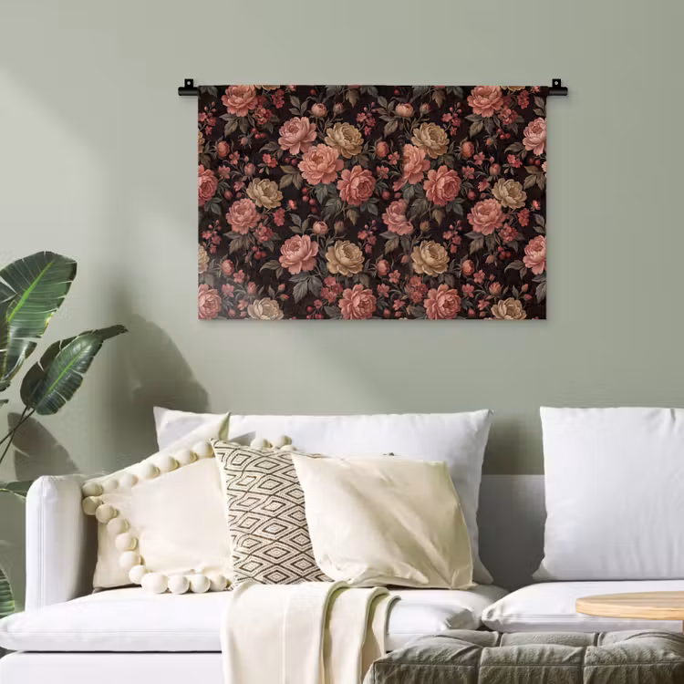 Bloemen - Patroon - Natuur - Vintage - Roze Wandkleed katoen klein -sfeer7