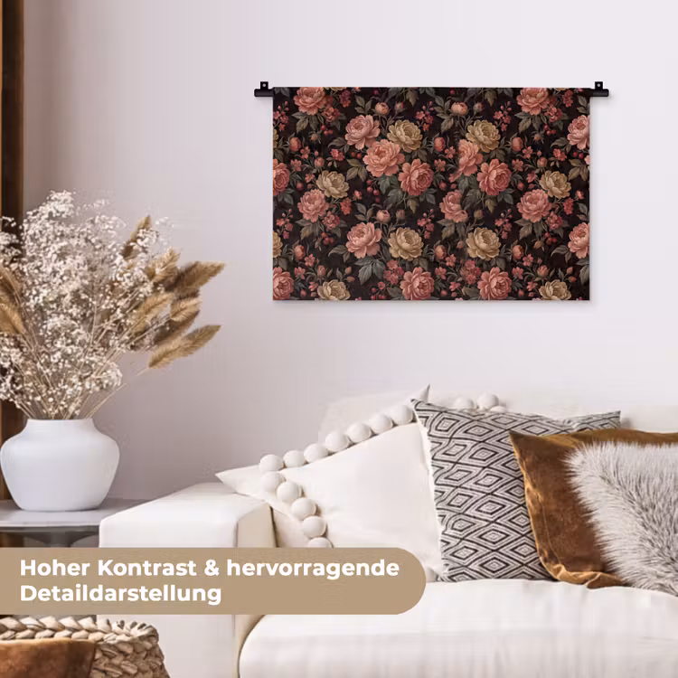 Bloemen - Patroon - Natuur - Vintage - Roze Wandkleed katoen klein -tsfeer1_DE