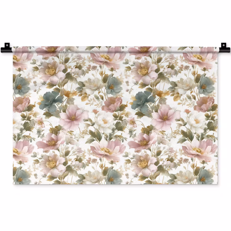 Bloemen - Patroon - Pastel Wandkleed katoen klein 269 -zz3d