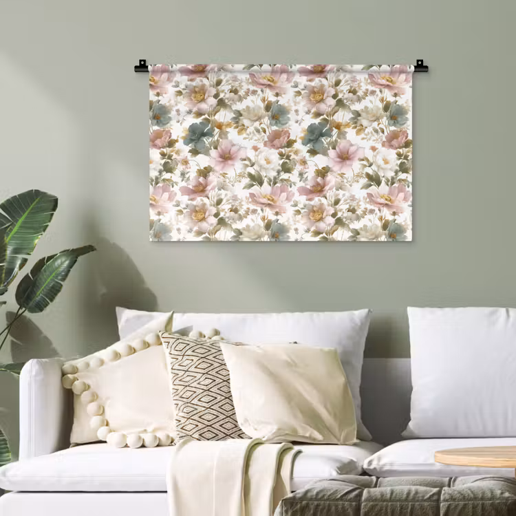Bloemen - Patroon - Pastel Wandkleed katoen klein 269 -sfeer7