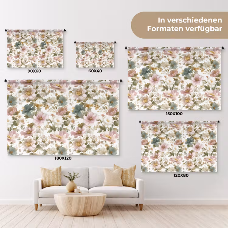 Bloemen - Patroon - Pastel Wandkleed katoen klein 269 -tsfeer8_DE