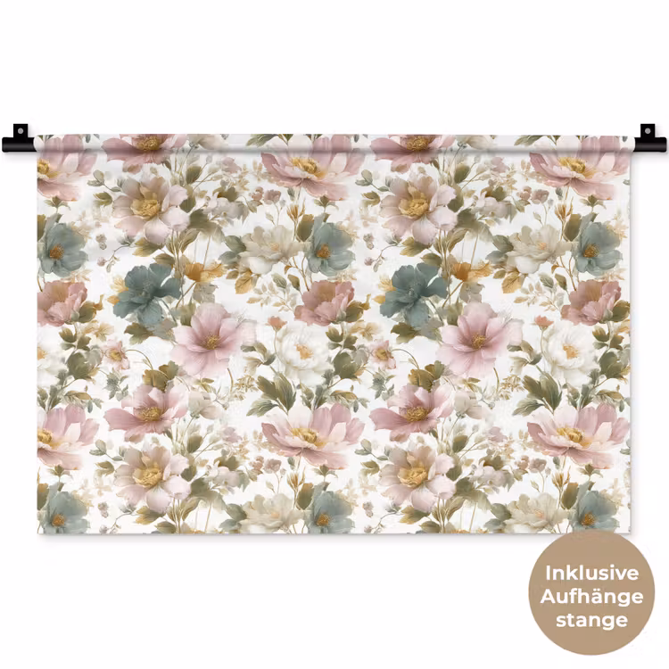 Bloemen - Patroon - Pastel Wandkleed katoen klein 269 -t3d_DE