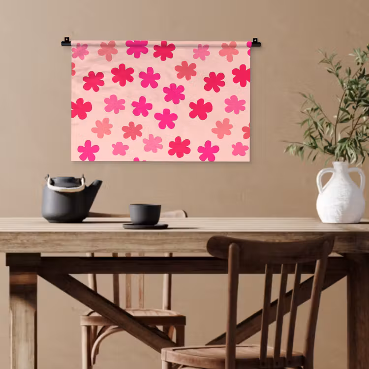 Bloemen - Patroon - Roze Wandkleed katoen klein -sfeer6