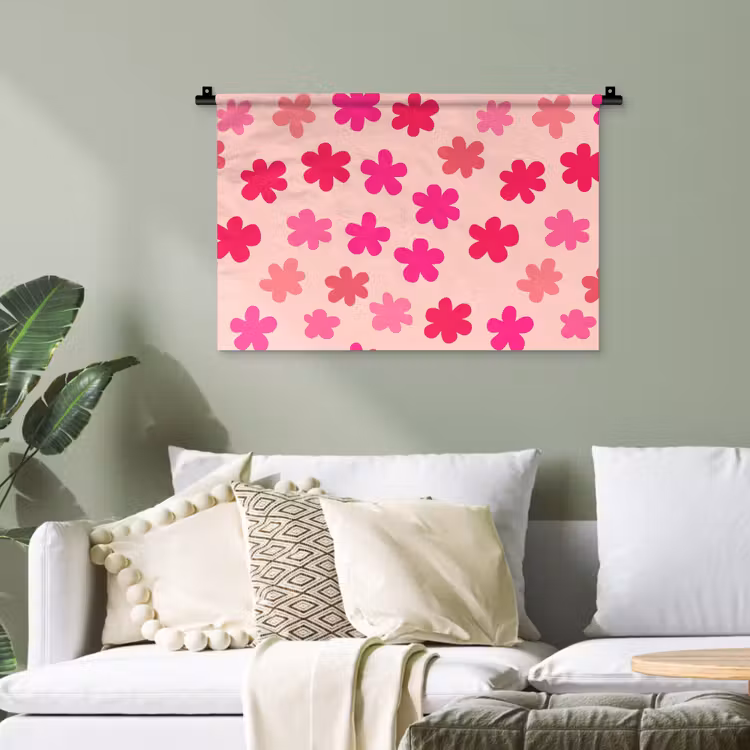 Bloemen - Patroon - Roze Wandkleed katoen klein -sfeer7