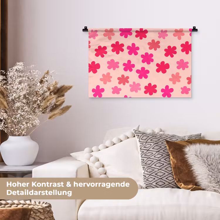 Bloemen - Patroon - Roze Wandkleed katoen klein -tsfeer1_DE