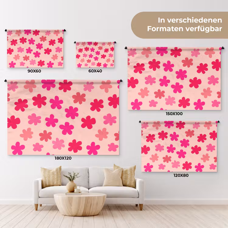 Bloemen - Patroon - Roze Wandkleed katoen klein -tsfeer8_DE