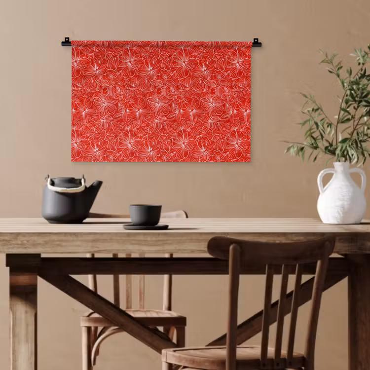 Bloemen - Patroon - Rood Wandkleed katoen klein 269 -sfeer6