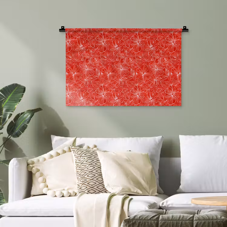 Bloemen - Patroon - Rood Wandkleed katoen klein 269 -sfeer7