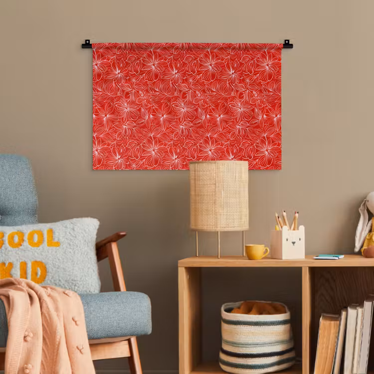 Bloemen - Patroon - Rood Wandkleed katoen klein 269 -wsfeer4_kind