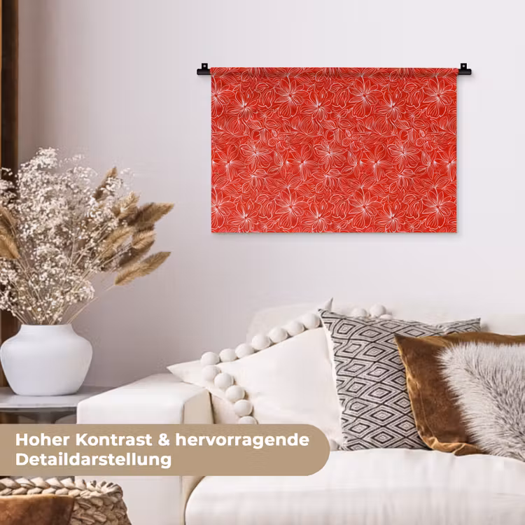 Bloemen - Patroon - Rood Wandkleed katoen klein 269 -tsfeer1_DE