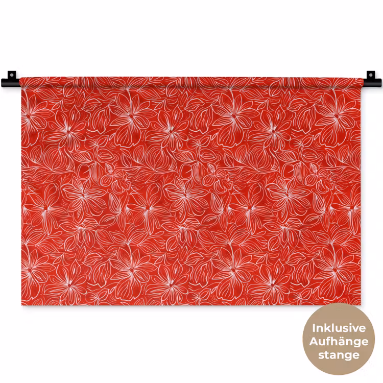 Bloemen - Patroon - Rood Wandkleed katoen klein 269 -t3d_DE