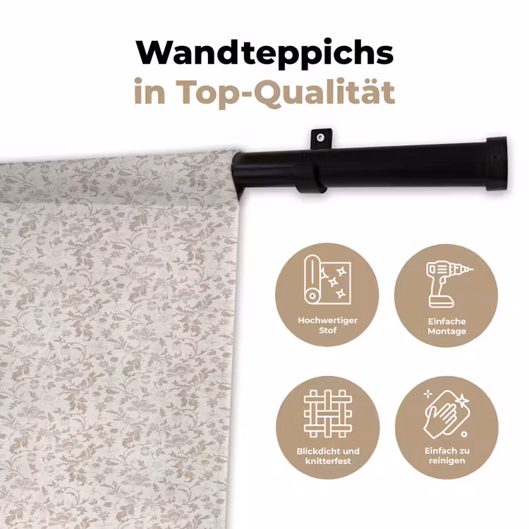 Bloemen - Patroon - Taupe Wandkleed katoen klein 269 -tsfeer2_DE