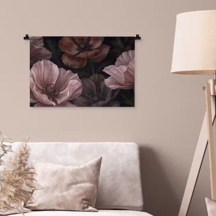 Bloemen - Natuur - Roze - Donker - Modern Wandkleed katoen klein -sfeer4