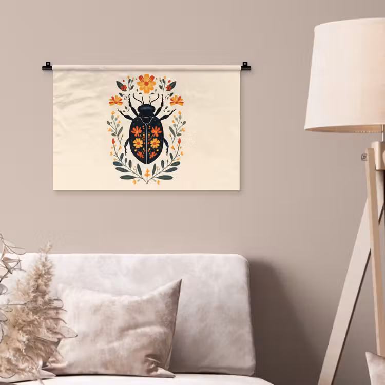 Bloemen - Oranje - Planten - Sierlijk Wandkleed katoen klein -sfeer4