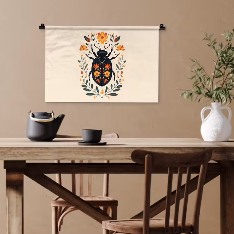 Bloemen - Oranje - Planten - Sierlijk Wandkleed katoen klein -sfeer6